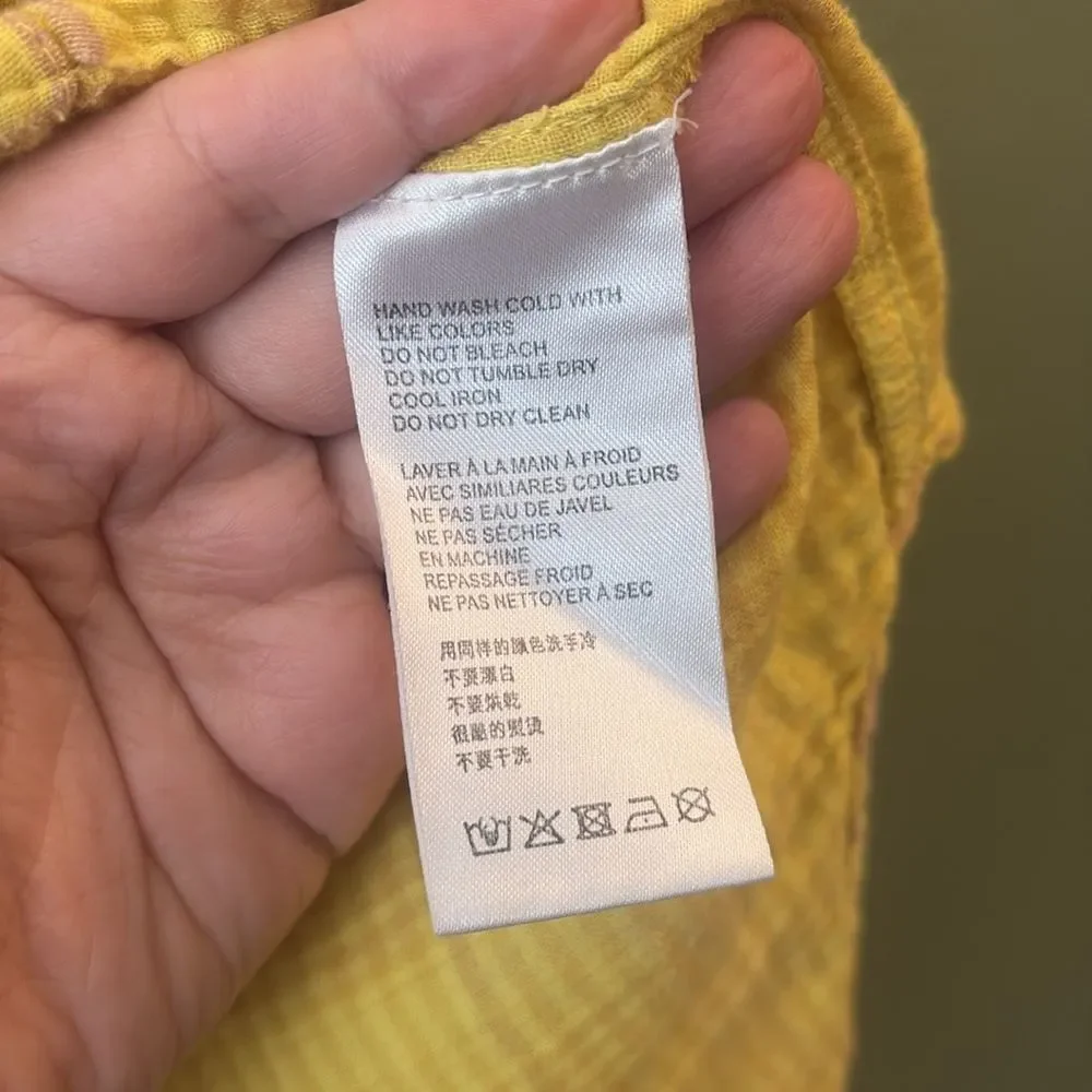 Anthropologie Seen Worn Kept Romy Yellow Plaid Relaxed Button-down Shirt Sz 10